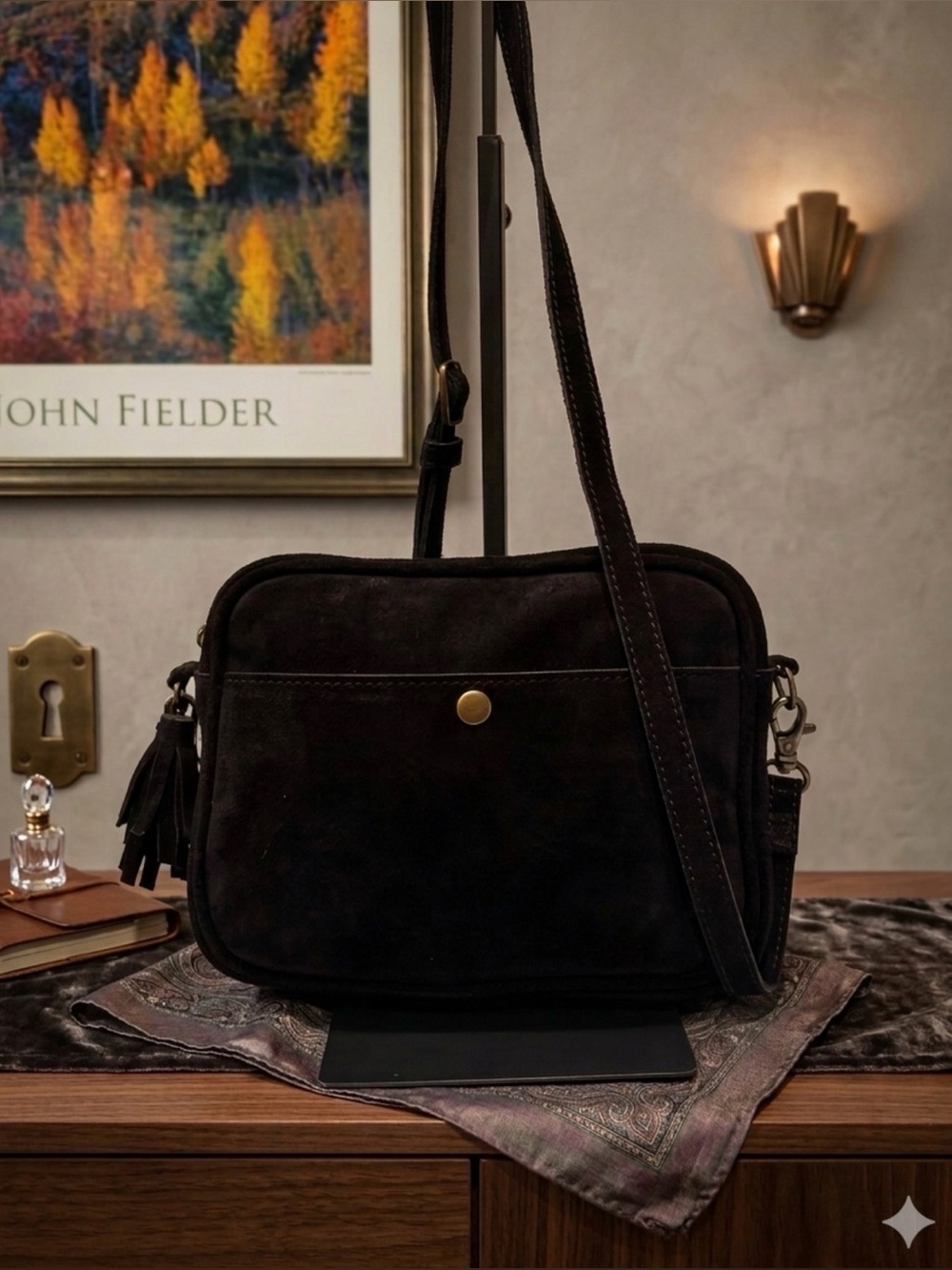 Black Suede Crossbody Bag